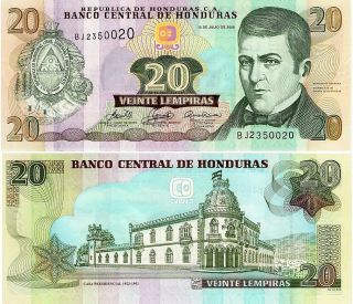 Honduras 20 Lempiras Banknote 2006 P - 93a,  Unc South America photo