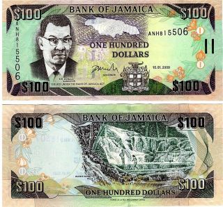 Jamaica $100 Dollars 2009 P 84 Unc Banknote Central America photo