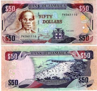 Jamaica $50 Dollars 2008 P - 83 Unc Banknote Central America photo