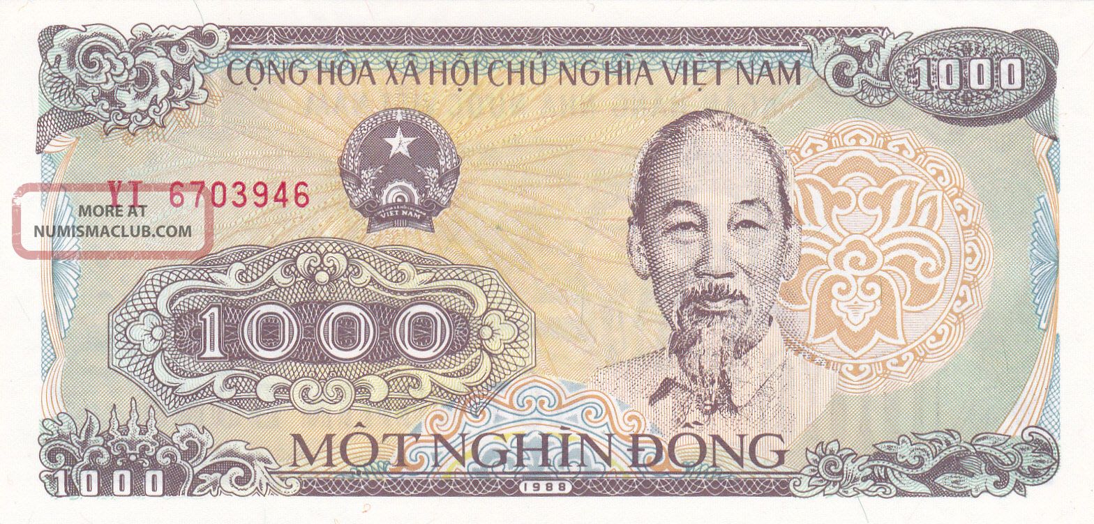 Vietnam (democratic Republic) : 1000 Dong,  Cu,  P - 106,  Ho - Chi Minh,  Elephants Asia photo