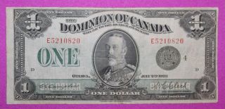 1923 $1 Domimion Of Canada Large Note King George V Black Seal July 2nd photo