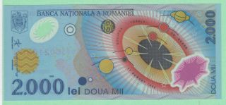 Romania.  200 Lei Banknote. .  Aug.  1999. .  Unc.  P111. .  First Polymer. .  Solar Eclipse photo