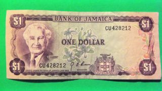 Bank Of Jamaica One Dollar Bank Note 1960 F photo