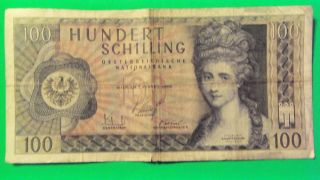 Austria Hundert 100 Schilling Banknote 1969 photo