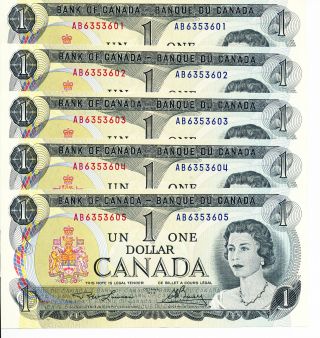 10 X 1973 Canadian Paper Money $1 Dollar Bills Rare 2 Letter Srl In Sequences photo