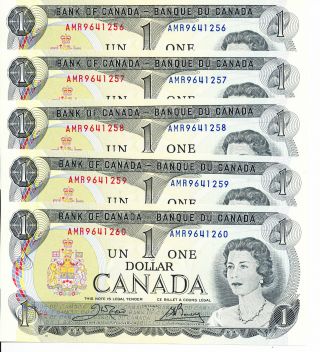 10 X 1973 Canadian Paper Money $1 Dollar Bill Crisp & Uncirculated In Sequence photo