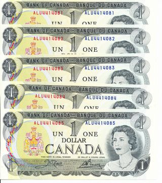 10 X 1973 Canadian Paper Money $1 Dollar Bill & Uncirculated In Sequence photo