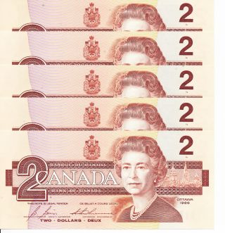 10 X 1986 Canadian Paper Money $2 Dollar Bill Crisp,  Uncirculated& In Sequence photo