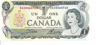 1973 Canadian Paper Money $1 Dollar Bills 