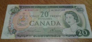 Bank Of Canada $20 Bill 1969 Wl3527109 Lawson/bouey photo