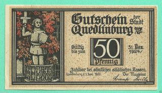 Germany Quedlinburg 1921 50 Pfg.  Notgeld Unc Gem Crisp (pr126) photo