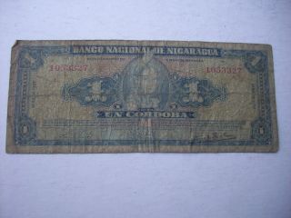Nicaragua Un Cordoba Banknote 1957 photo