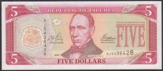 Liberia - 5 Dollars 2003 Unc - P 26 photo