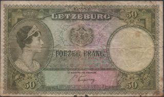 Luxembourg,  50 Francs,  Nd.  1944,  P 46a,  Prefix D photo