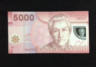 Chile Aunc 5000 Pesos 2011 Polymer Banknote World Currency Paper Money photo