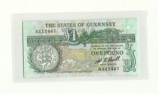 1980 The States Of Guernsey One Pound Prefix A Sign W.  C Bull Gem - Uncirculated photo