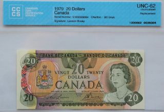 Rare Lawson Bouey Serial 510 Uncirculated 1979 20$ Replacement Note Bc - 54aa photo