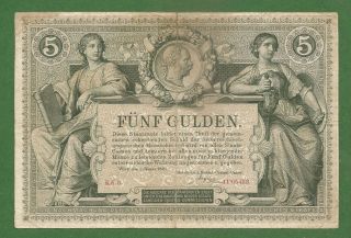 Rare 5 Gulden 1881 Austria Avg photo