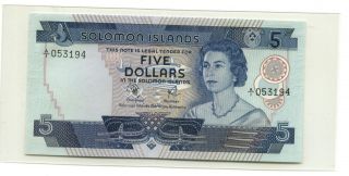 1977 Soloman Island Five Dollars Prefix A/1 Gem - Uncirculated photo