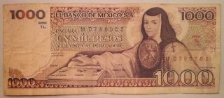 1982 Banco De Mexico 1,  000 Pesos Banknote 