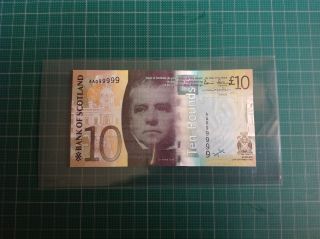 2007 Bank Of Scotland Ten Pounds Solid Golden No Aa 099999 Gem - Uncirculated photo