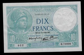 France 10 Francs 1940 Pick 84 Xf. photo