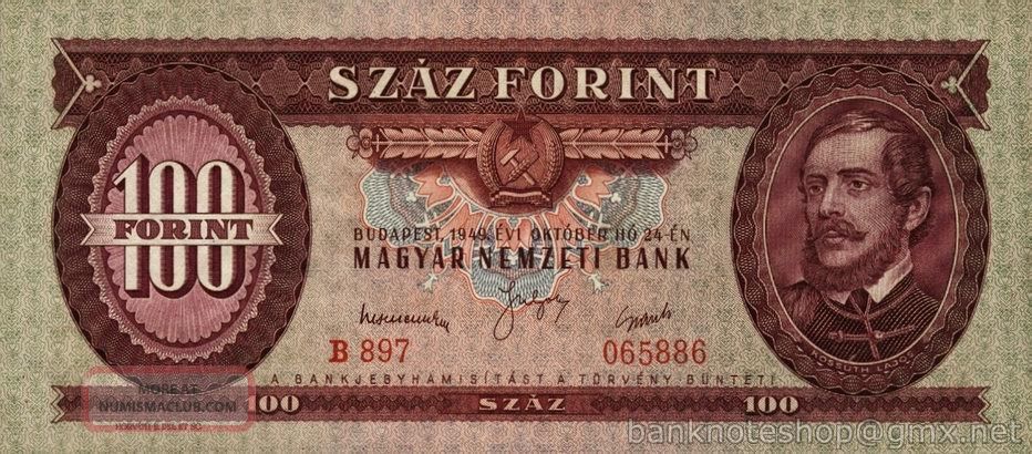 Hungary █ 100 Forint █ 1949 █ P - 166 █ Unc Europe photo