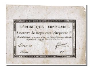 French Assignats,  750 Francs Domaines Nationaux Type,  Check Assignat photo
