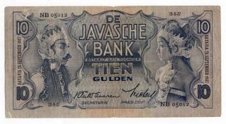 Netherlands Indies - Indonesia,  10 Gulden 28.  9.  1937 Vf+ photo