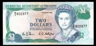 Bermuda Banknote $2 1989 Year,  Unc photo