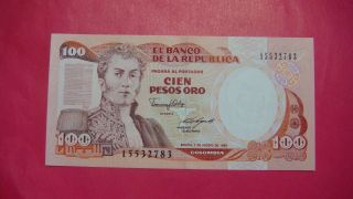 Gem Unc.  Colombia 100 Pesos Oro (gold) 1989,  Pick 426c photo