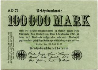 Germany 100.  000 Mark 1923 Ad71 0000011 photo