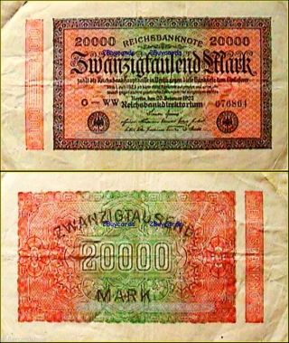 Germany 1923 September World War I 20000 Deutsche Mark Wwi G - Ww 676864 Banknote photo