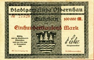 Olbernhau 100,  000 100000 Mark 15/11/1923 Ef photo
