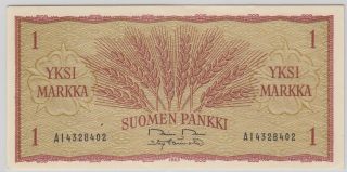 Finland - Suomen Pankki - Finlands Bank 1963 Dated Issue 1 Markka - Pick 98 photo