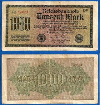 Germany 1000 Mark 1922 6 Digits Number Marks Mark Worldwide photo