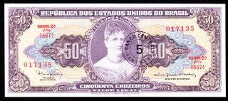 Brazil 5 Centavos On 50 Cruzeiros (1966 - 67) Pick 184b Unc. photo