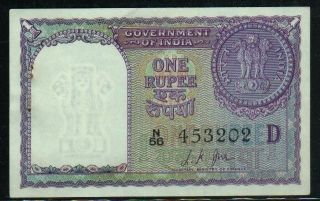 India - 1 Rupee 1957 Au P 75 F 