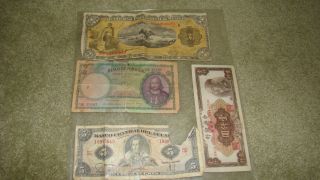 Lotof 4 Paper Currency:china,  Ecudor,  Mexico & Portugal photo