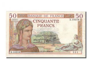 French Paper Money,  50 Francs Cérès Type 1933 Modifié photo