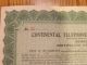 Stock Certificate Continental Telephone And Telegraph Company 1910 Stocks & Bonds, Scripophily photo 1