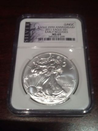 2011 Silver Eagle Ngc Ms - 69 Early Releases Liberty Series 25th Anniversary photo