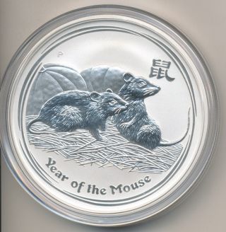2008 Australia Lunar Series Year Of The Mouse 5oz.  999 Silver photo