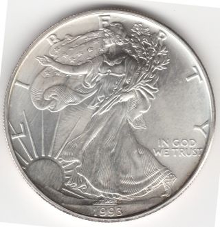 1993 U.  S.  Silver American Eagle $1 One Dollar 1 Oz Bullion Coin - Unc photo