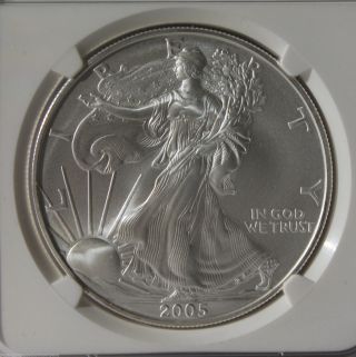 2005 Silver Eagle Ms - 70: Ngc $220+ Flawless photo