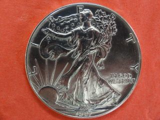 1987 Unc.  Bu American Silver Eagle Dollar photo
