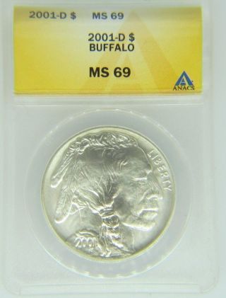 2001 - D Anacs Ms69 Buffalo Modern Commemorative Silver Dollar - $1 - 4332771 photo