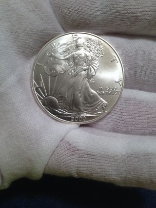 2000 Brilliant Uncirculated American Silver Eagle.  999 Fine Silver 1 Troy Oz photo