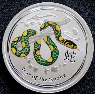 2013 1/2 Oz Silver Colorized Australian Lunar Year Of The Snake - Perth photo