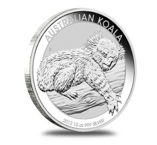 2012 Australia Koala Unc State 10oz $10 Silver 0.  999 Coin Perth photo